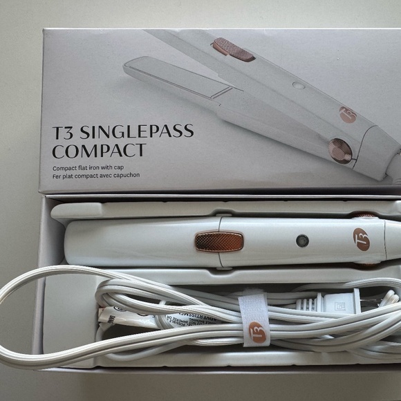 Like new condition-T3 - SinglePass Compact Styling Iron (White & Rose Gold) - Picture 2 of 3